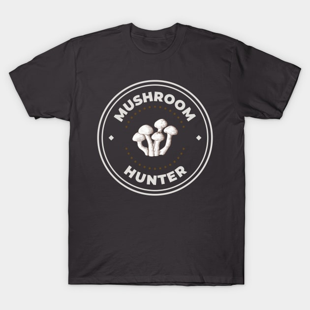 Mushroom hunter fungi foraging logo T-Shirt by Oricca